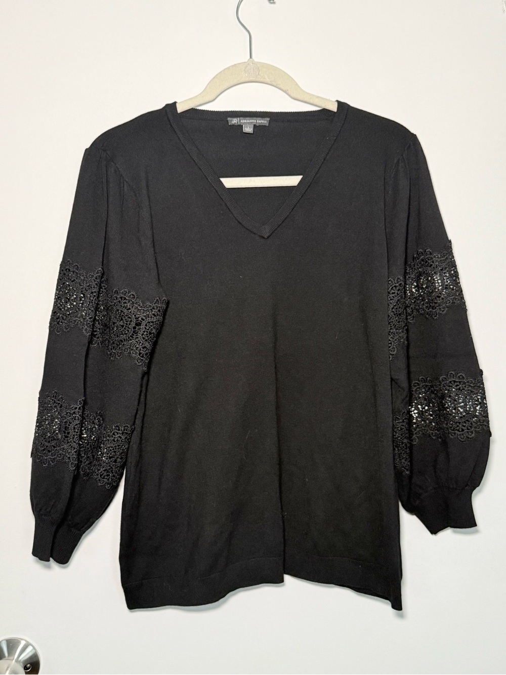 Adrianna Papell Black V-Neck Sweater